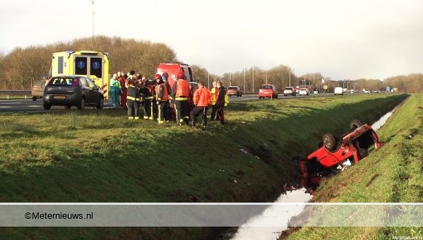 Drie gewonden na ongeval op A7 bij Scharmer.