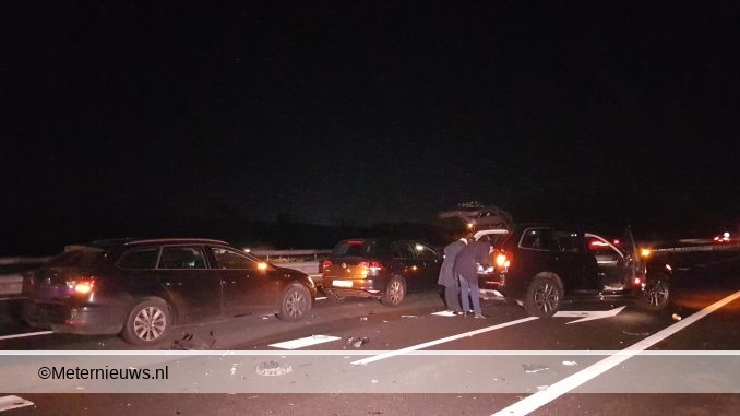 ongeval 4 auto's A28 Hoogeveen