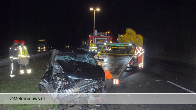 ongeval marum A7 auto tegen vangrail