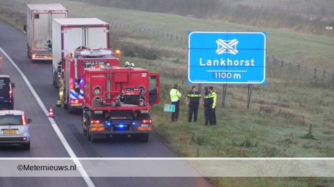 vrachtwagenbrand A28 Lankhorst
