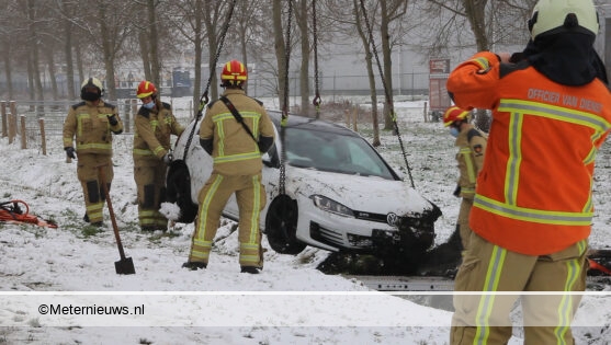 Auto uit sloot getakeld na gladheidsongeval Emmen. Auto uit sloot getakeld na gladheidsongeval Emmen.