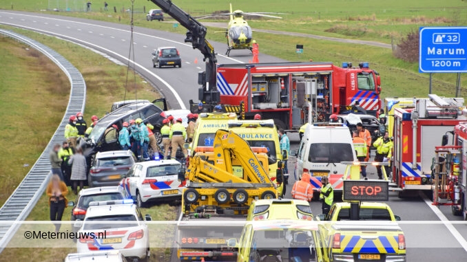 ongeval met spookrijder A7Marum