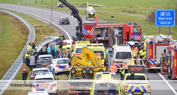 Ernstig ongeval met vermoedelijk spookrijder A7 Marum. Ernstig ongeval met vermoedelijk spookrijder A7 Marum.