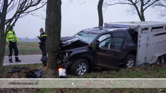 auto frontaal op boom Nieuwleusen
