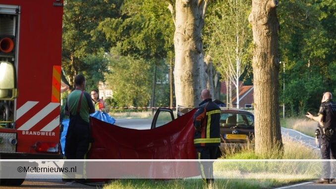 auto frontaal op boom vlagtwedde