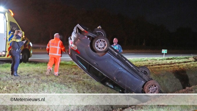 auto over de kop a32 Havelterberg