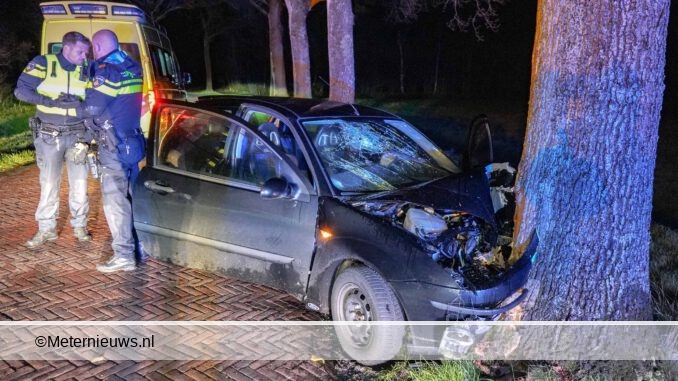 auto frontaal op boom Oude Molen