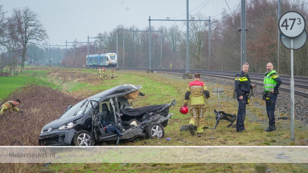 Auto in botsing met trein spoorwegovergang Loozen |