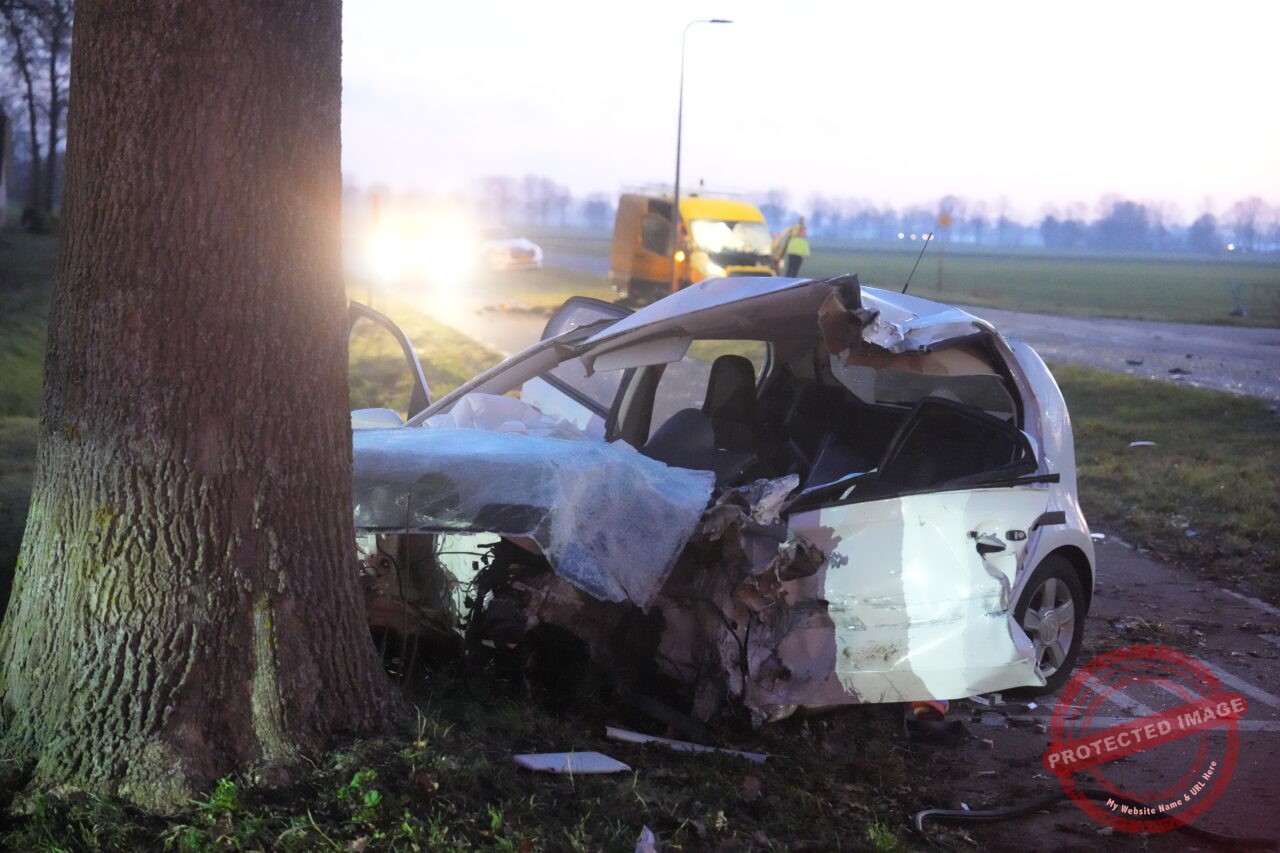 Auto verliest motorblok na botsing in Nieuwleusen |